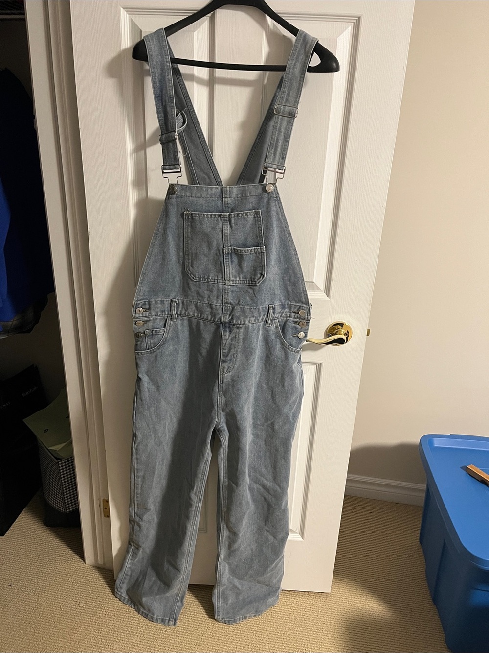 Light Blue Denim Women’s Overalls with Adjustable Straps